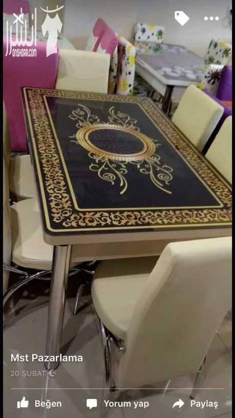 احدث موديلات طاولات السفرة التركية مع كراسي جلد بالوان واشكال مميزه وتمتاز الطاولة بانها قابلة للتكبير والتصغير حسب الرغبة ( بسعر مناسب)