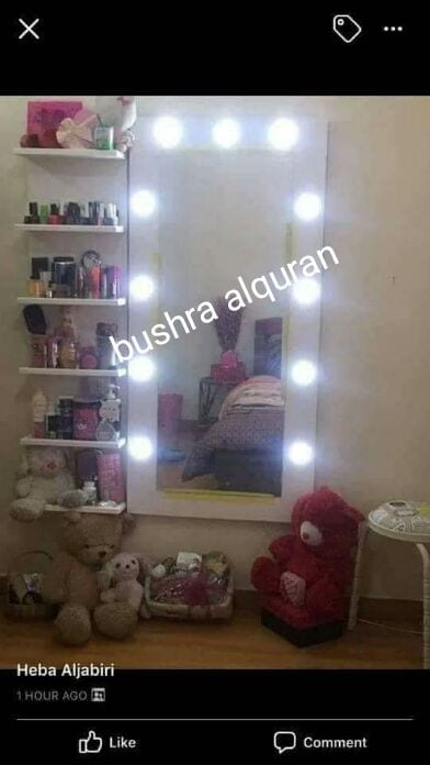 مرايا مع اضاءة ورفوف خشب رووووعة
وعم نعمللكم كل شي بتطلبوة
مرايا?جرارات?رفوف?خزاين احذية?خزاين اكسسوار?
واسعار وعروووووض ولا بالخيال
توصيل للمحافظات ب ٥
عمان ٣ د