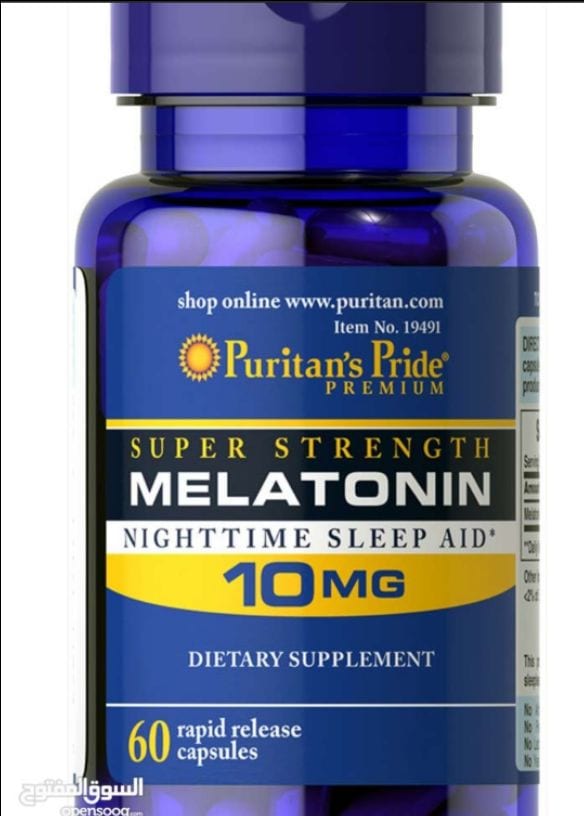 ميلاتونين MELATONIN 10 ليساعد على النوم بطريقه طبيعيه وبدون تسبب للأدمان ويعدل الساعه البيولوجيه للأشخاص الي بيسافرو بلدان بعيده وما بيقدرو يزبطو نومهم.