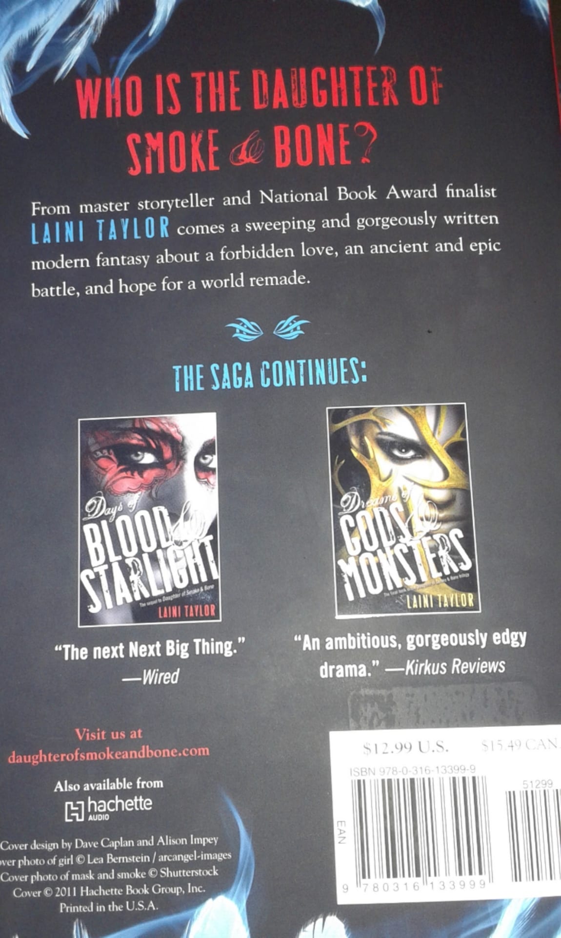 Daughter of Smoke and Bone , novel
لا تنسَ أنك شاهدت هذا الإعلان في عنكبوت
كتاب و قصة باللغة...