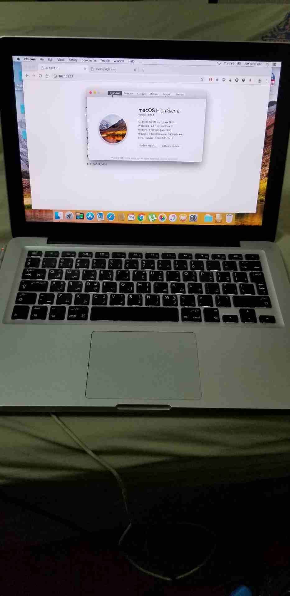 MacBook Pro (13-inch, Late 2011)
لا تنسَ أنك شاهدت هذا الإعلان في عنكبوت
اللابتوب استعمال خفيف جد...
