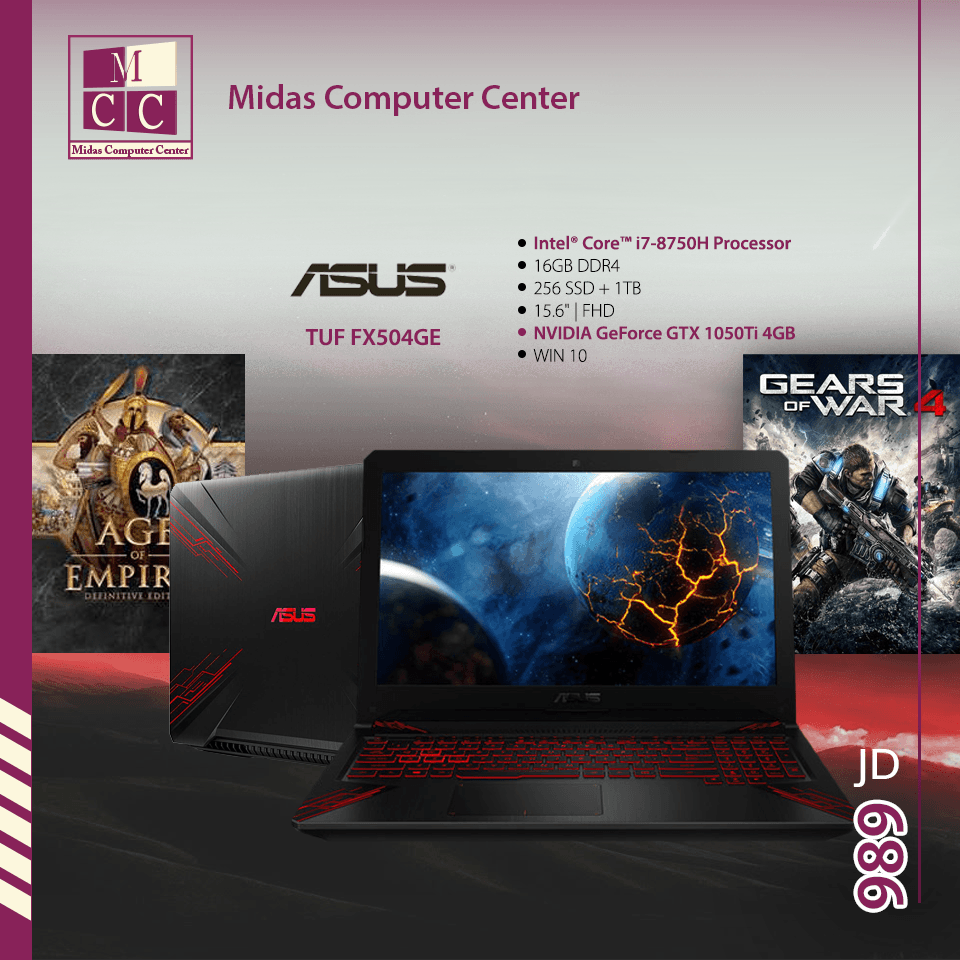 ASUS TUF GAMING FX504
لا تنسَ أنك شاهدت هذا الإعلان في عنكبوت
ASUS TUF GAMING LAPTOP FX504...