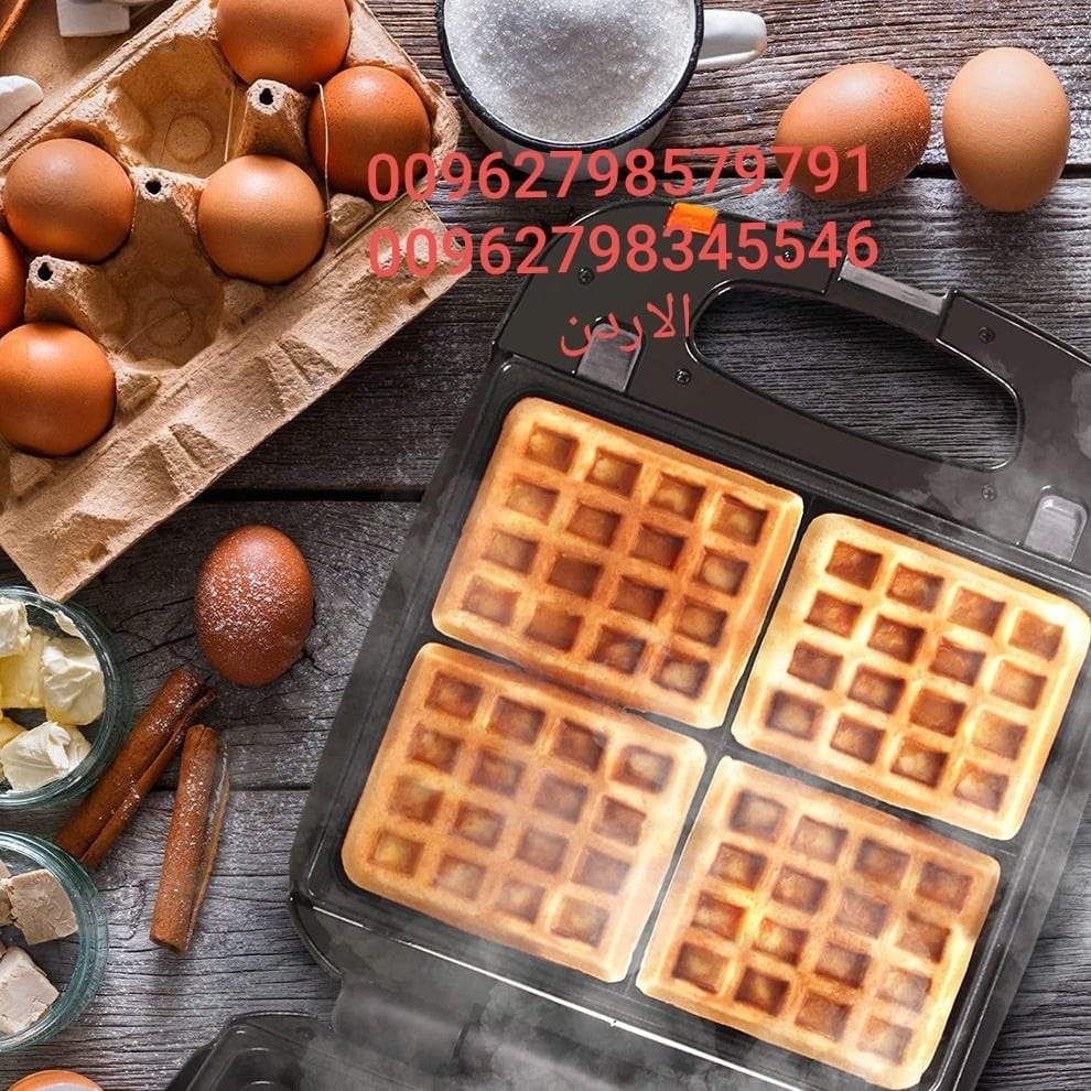 سعر ماكينة الوافل في الاردن - حلوى الوافل اعداد حلويات منزلية Waffle Maker حلوى الوافلز ماكينات الوافل في الاردن | الة صنع الوافل اللذيذة وانت بالمنزل | 4 شرائح