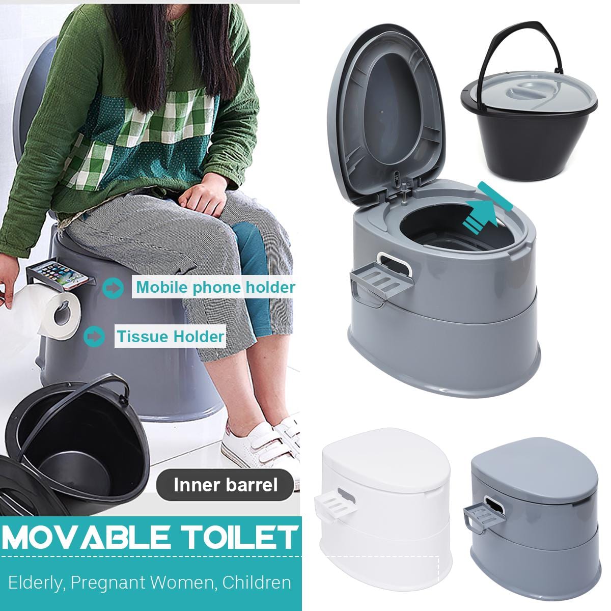 مرحاض متنقل Toilet Travel كرسي حمام افرنجي حمامات لكبار السن تواليت متنقل ذوي الاحتياجات الخاصة حمامات لكبار السن