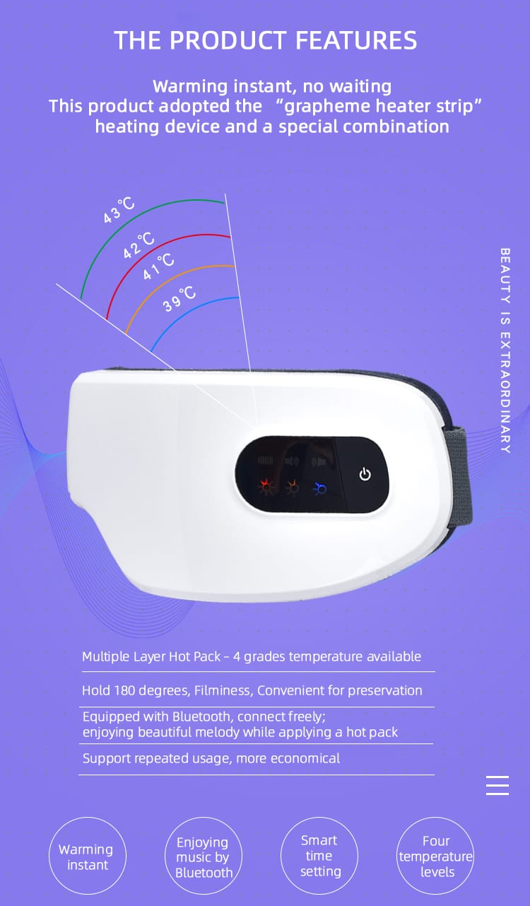 مساج علاجي لمنطقة العينين Eye Massager تساعد على الإسترخاء والنوم تقنية الحرارة علاج الهالات السوداء