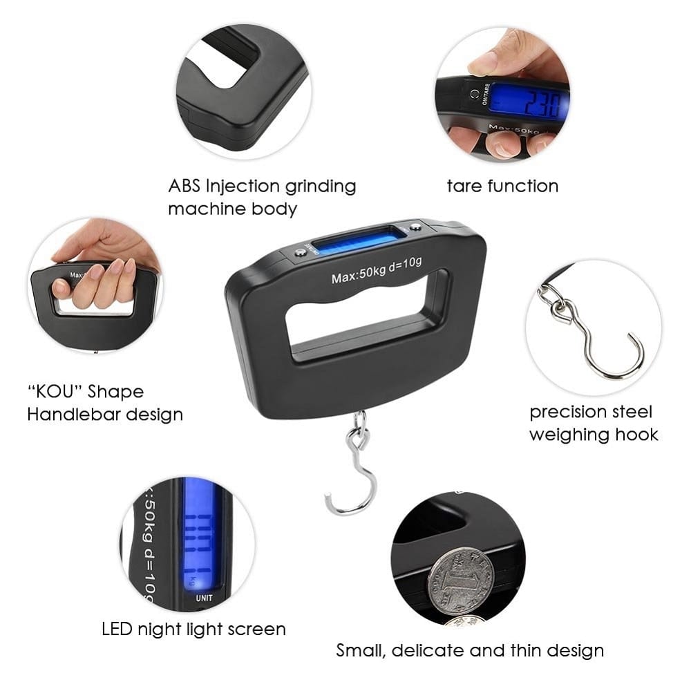 منتجات السفر - ميزان الحقائب Electronic Luggage Scale Hand Held طريقة وزن الشنط ميزان حقيبة السفر