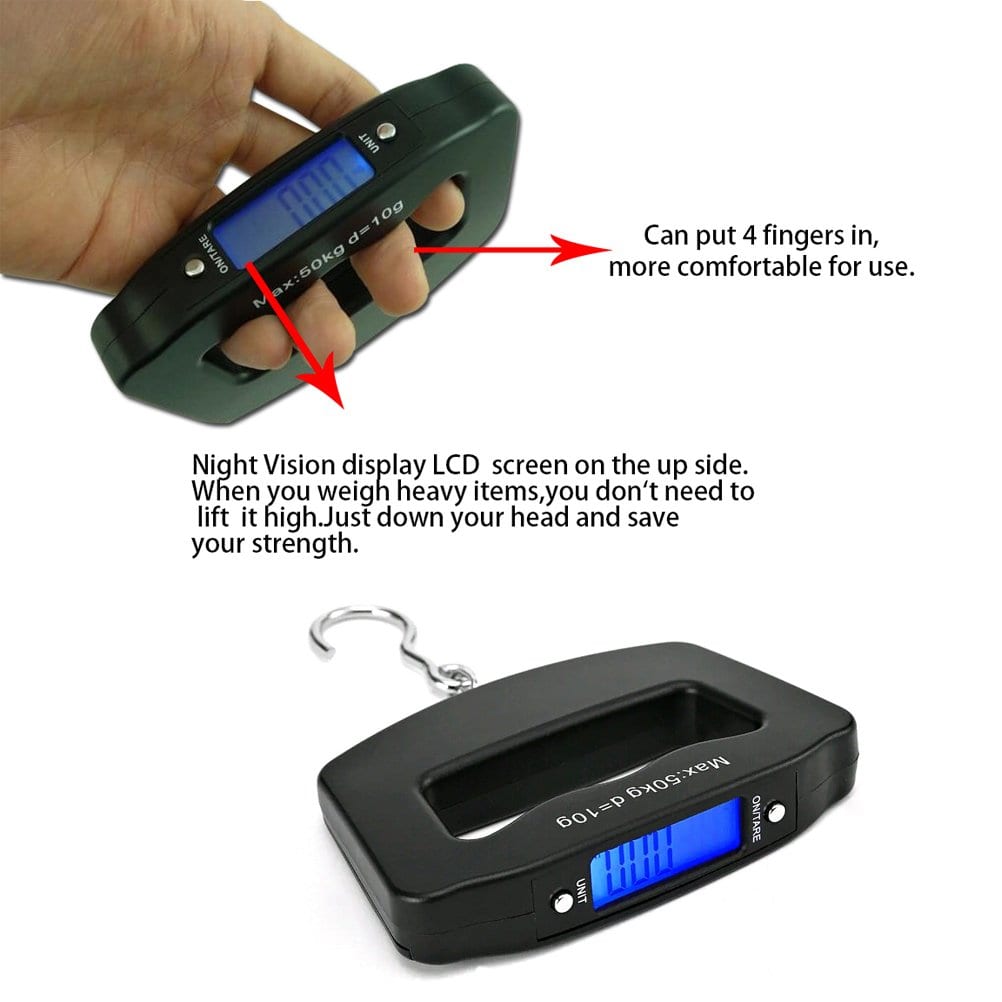 منتجات السفر - ميزان الحقائب Electronic Luggage Scale Hand Held طريقة وزن الشنط ميزان حقيبة السفر