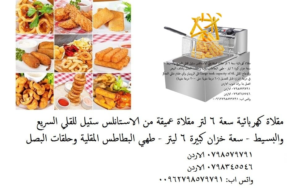 قلاية الزيت - ستانليس ستيل قلي حلقات البصل دجاج بطاطا - 6 لتر - مقلاة عميقة الزيت الستانليس 6 لتر البطاطس المقلية
