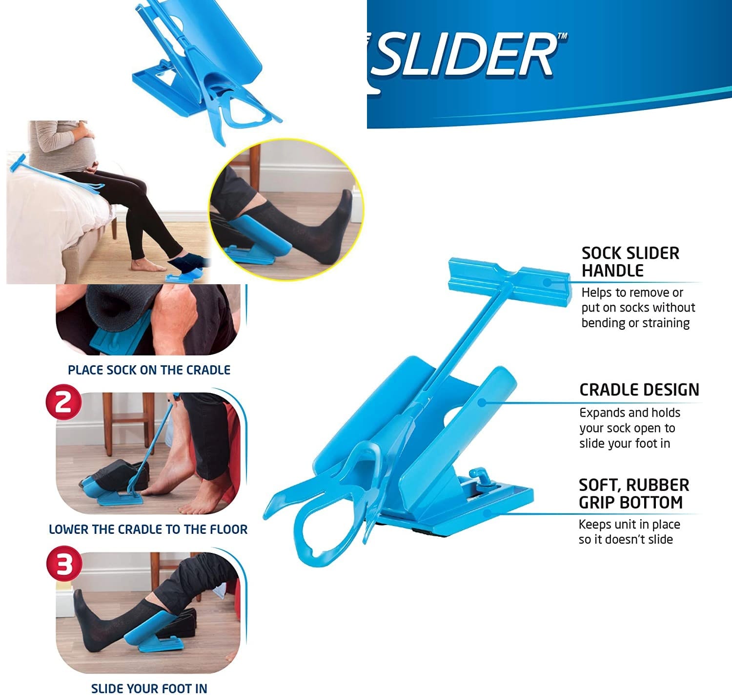 أدوات المساعدة في ارتداء الملابس Sock Slider - مساعد لبس الجوارب لكبار السن والحوامل