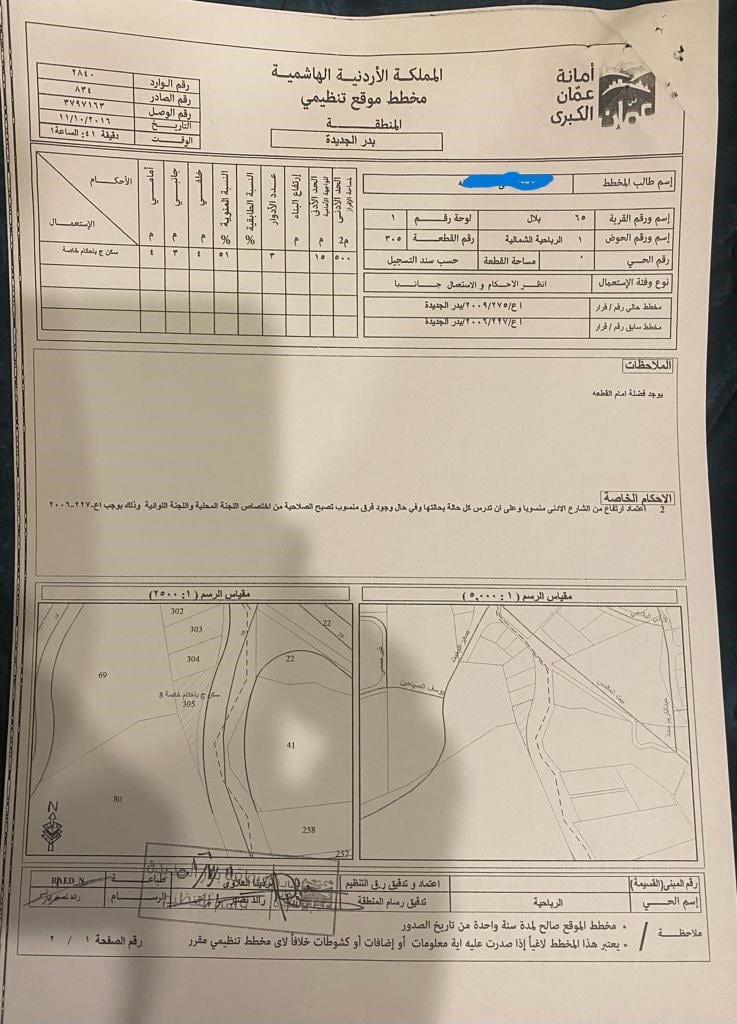 ارض للبيع في منطقة بلال حوض الرباحية الشمالية من اراضي غرب عمان